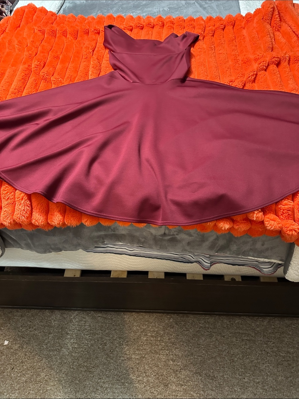 Boohoo Burgundy Midi Fit-and-Flare Dress